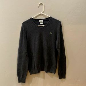 Gray Lacoste Crew Neck Sweater
